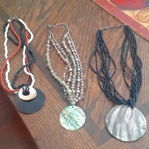 beaded necklace with abalone pendants
